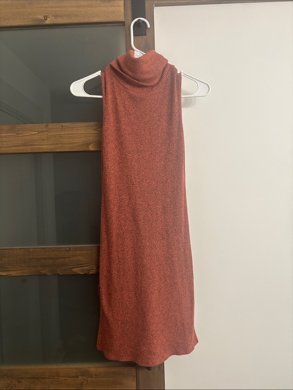 Cotton Emporium Rust Orange Sleeveless Turtleneck Dress